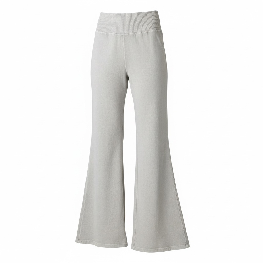 Free People Light Gray Ribbed Knit Flare Pants
